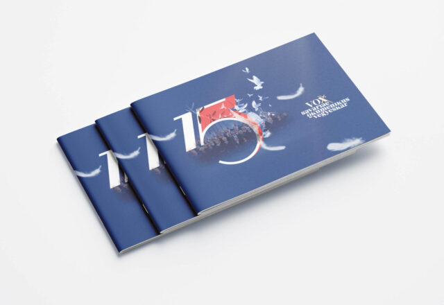 VOX Savariae 15 jubileumi brosura (Grafika: Farkas Milán, FM Design)